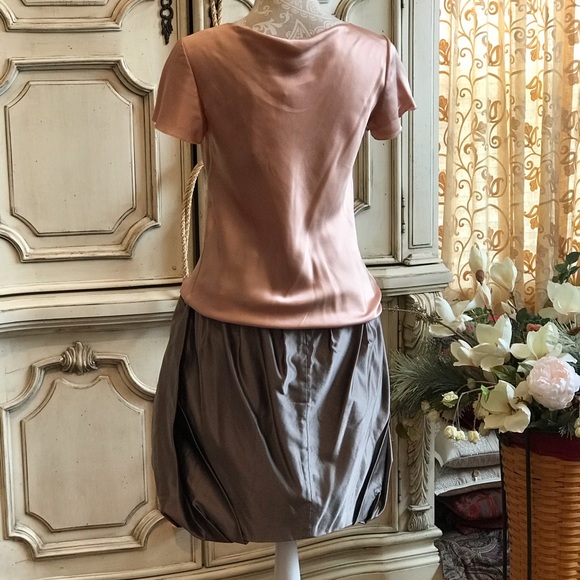 DESIGNER SILK SKIRT SHIMMERY SILVERED SILK DUPONI BY BARNEY’S NY SIZE 8 LIKE NEW - Picture 7 of 8